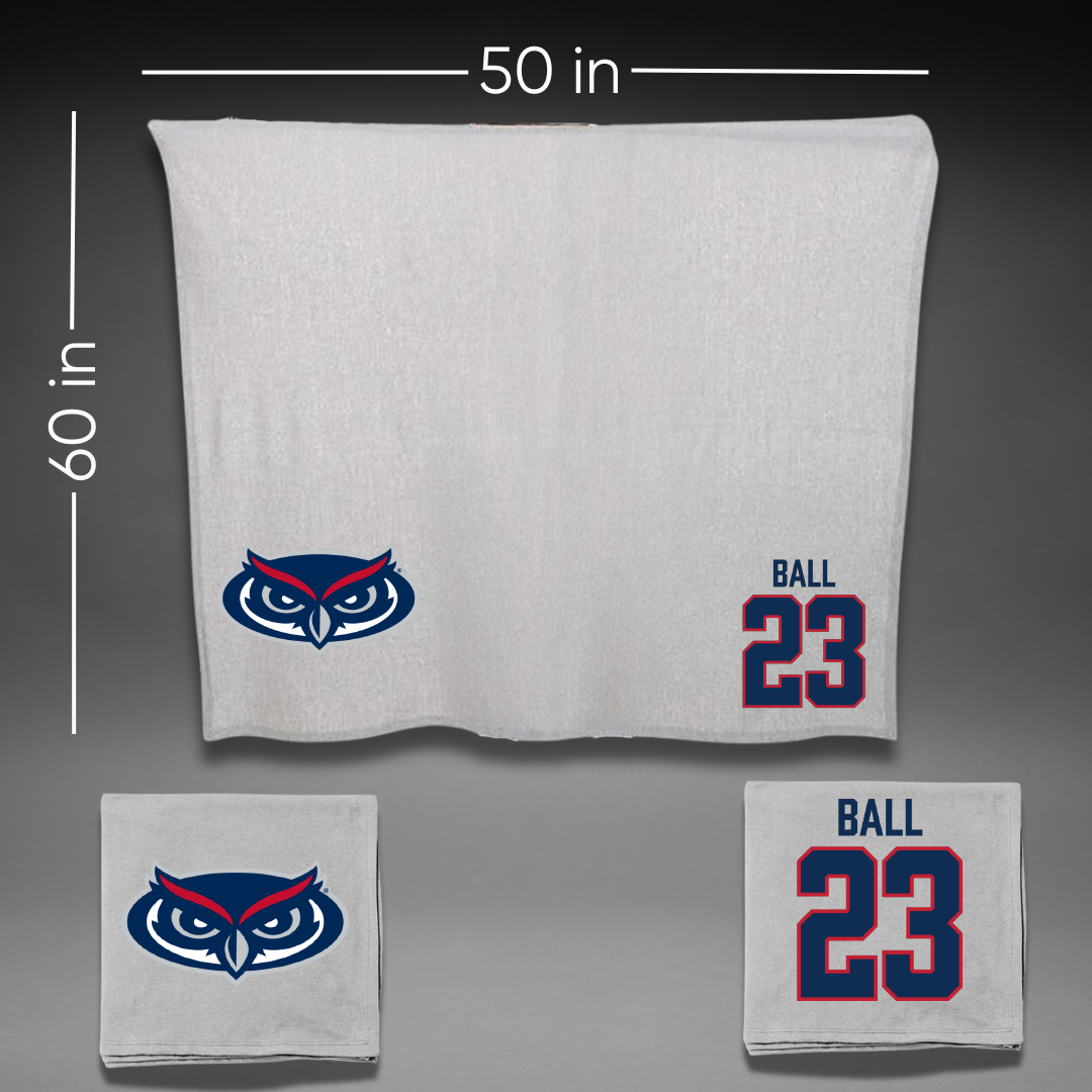 Florida Atlantic University Baseball Gray Blanket - #23 Dawson Ball