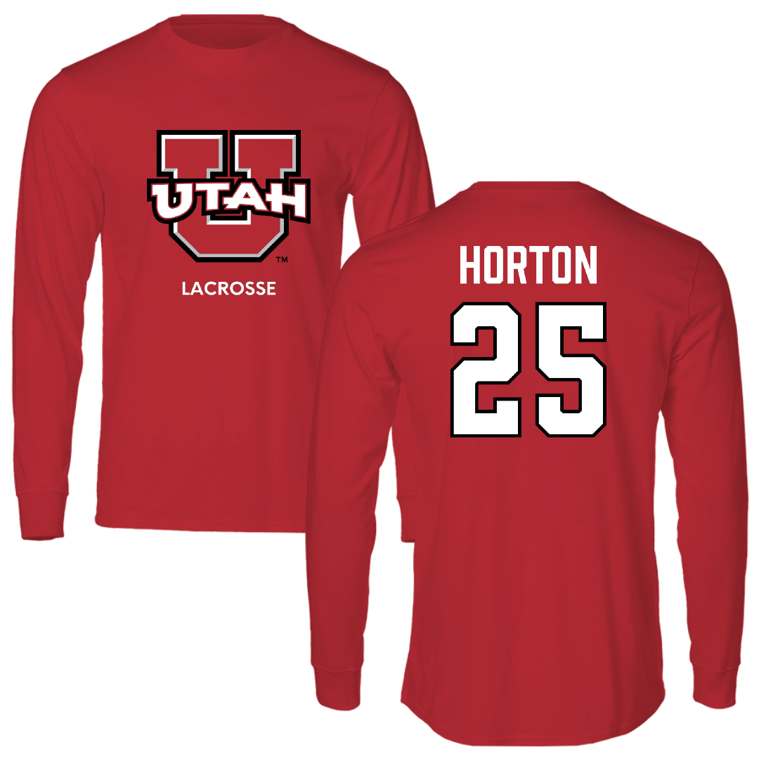 University of Utah Lacrosse (M) Red Utes Performance Long Sleeve - #25 Bryce Horton