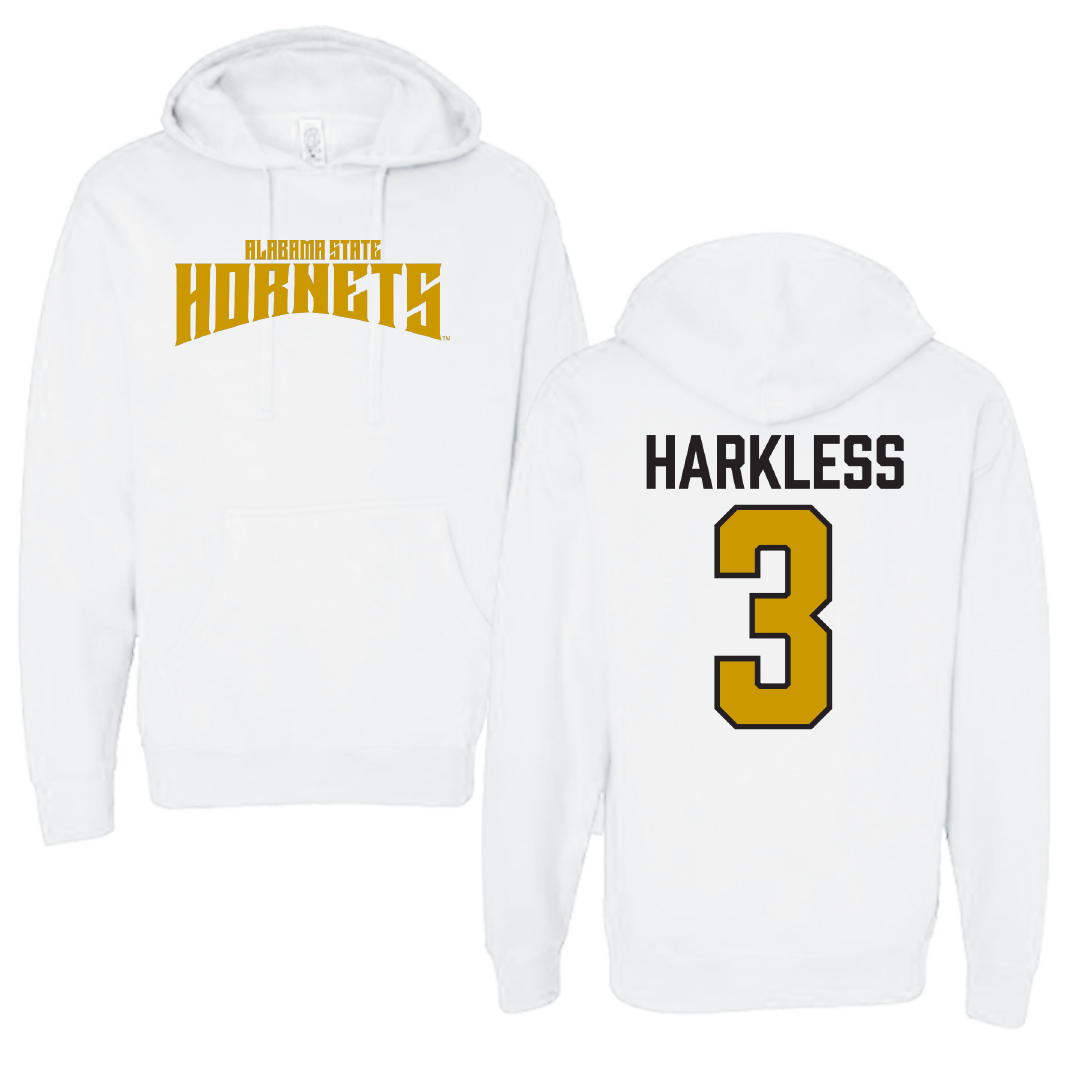 Alabama State University Football White Classic Hoodie - #3 Luke Harkless