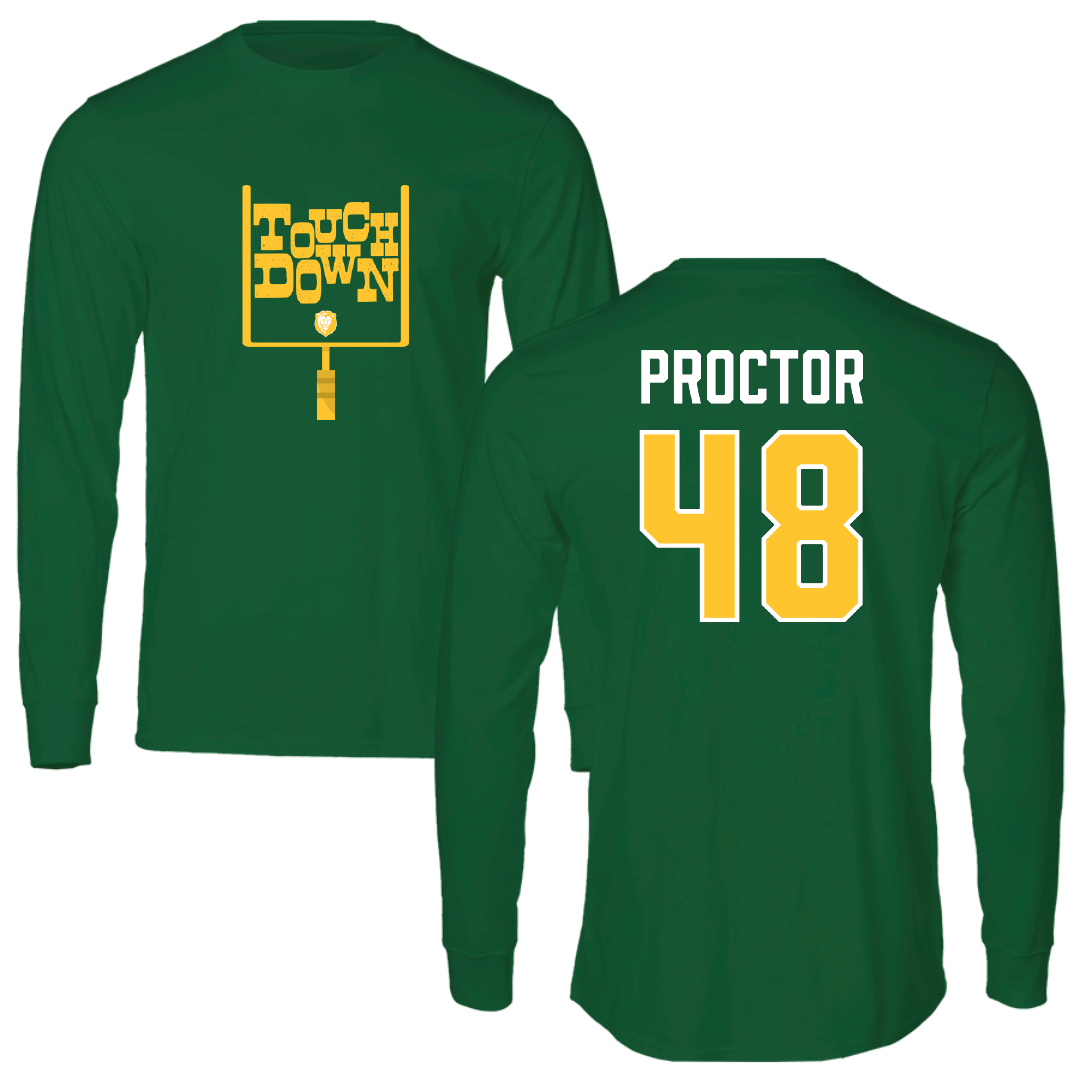 Southeastern Louisiana University Football Green Touchdown Performance Long Sleeve - #48 Kaleb Proctor