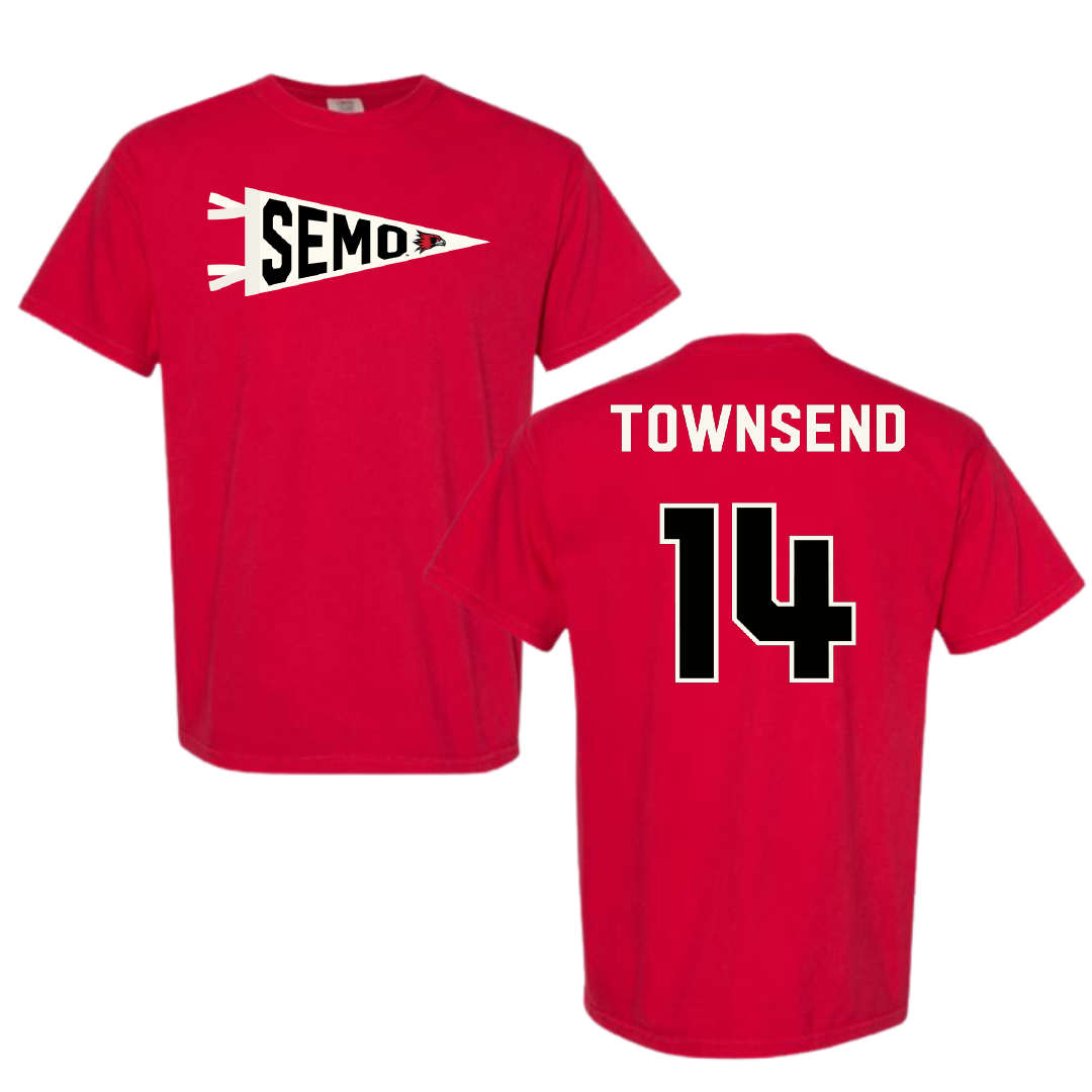 Southeast Missouri State University Football Red Pennant Comfort Colors Tee - #14 Amare Townsend