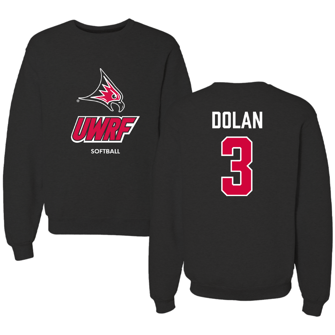 University of Wisconsin-River Falls Softball Black Crewneck - #3 Kayla Dolan