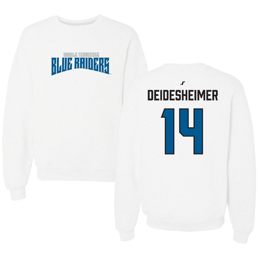Middle Tennessee State University Volleyball White Classic Crewneck - #14 Payton Deidesheimer