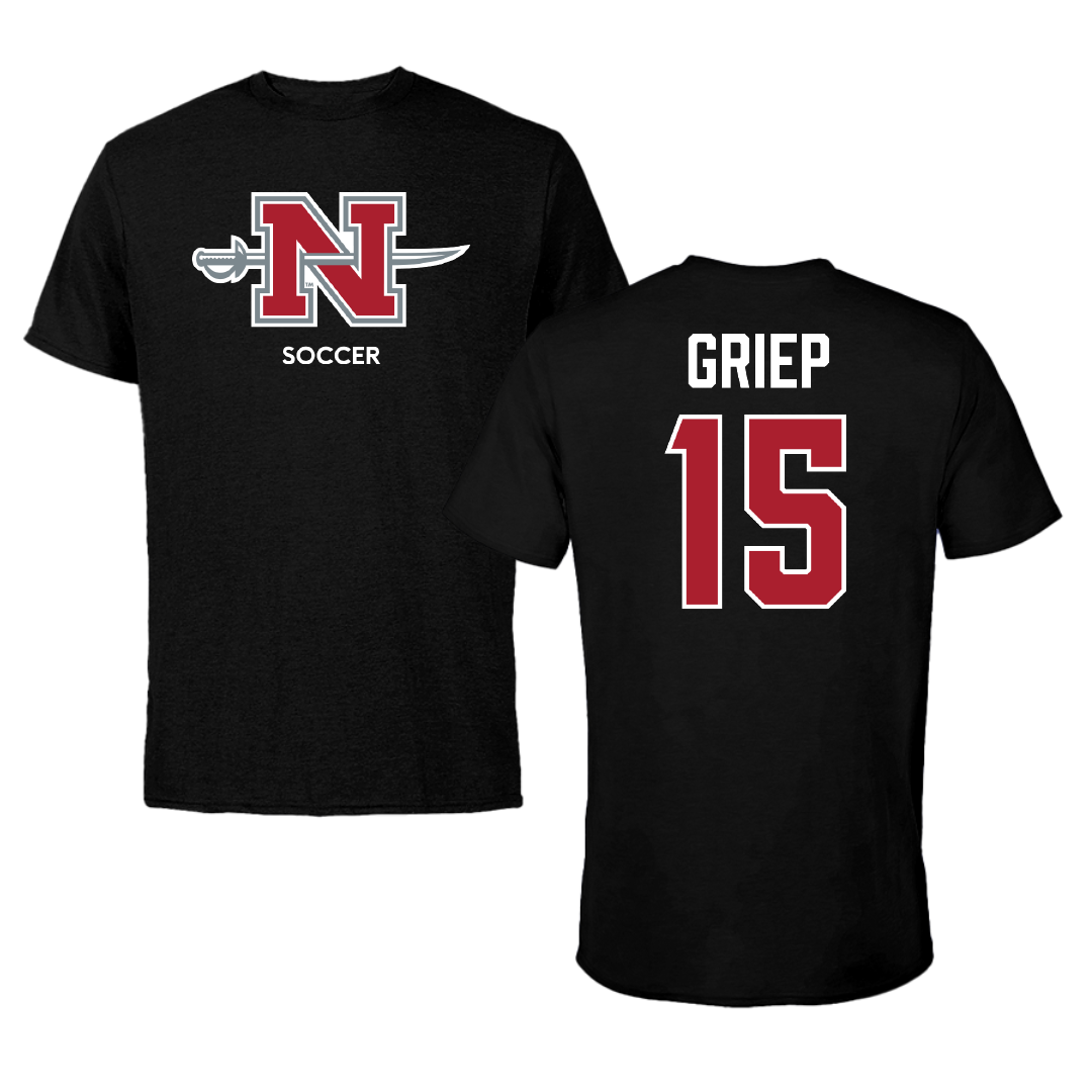 Nicholls State University Soccer (W) Black Mascot Performance Tee - #15 Ryan Griep