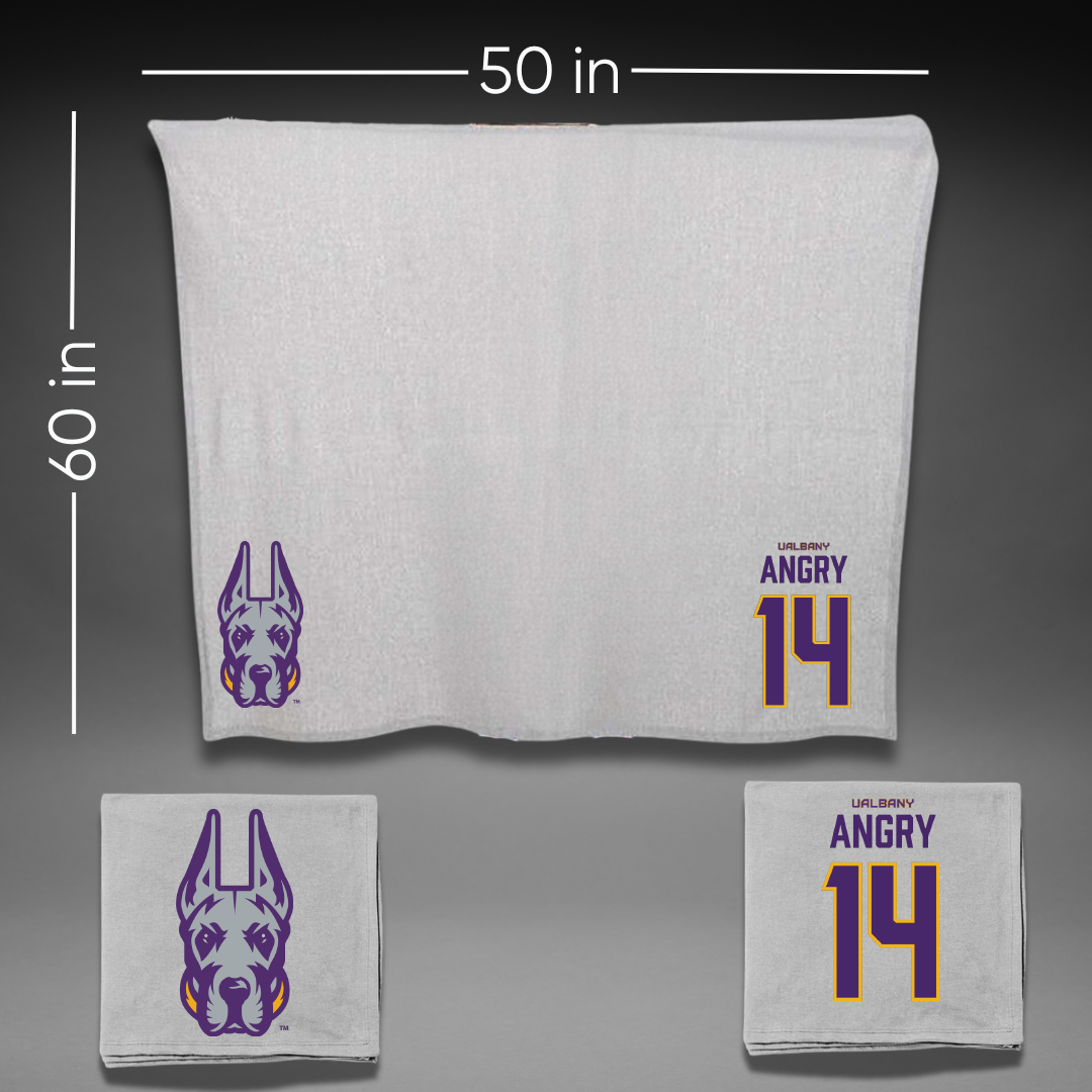 University at Albany Football Gray Blanket - #14 Kevon Angry