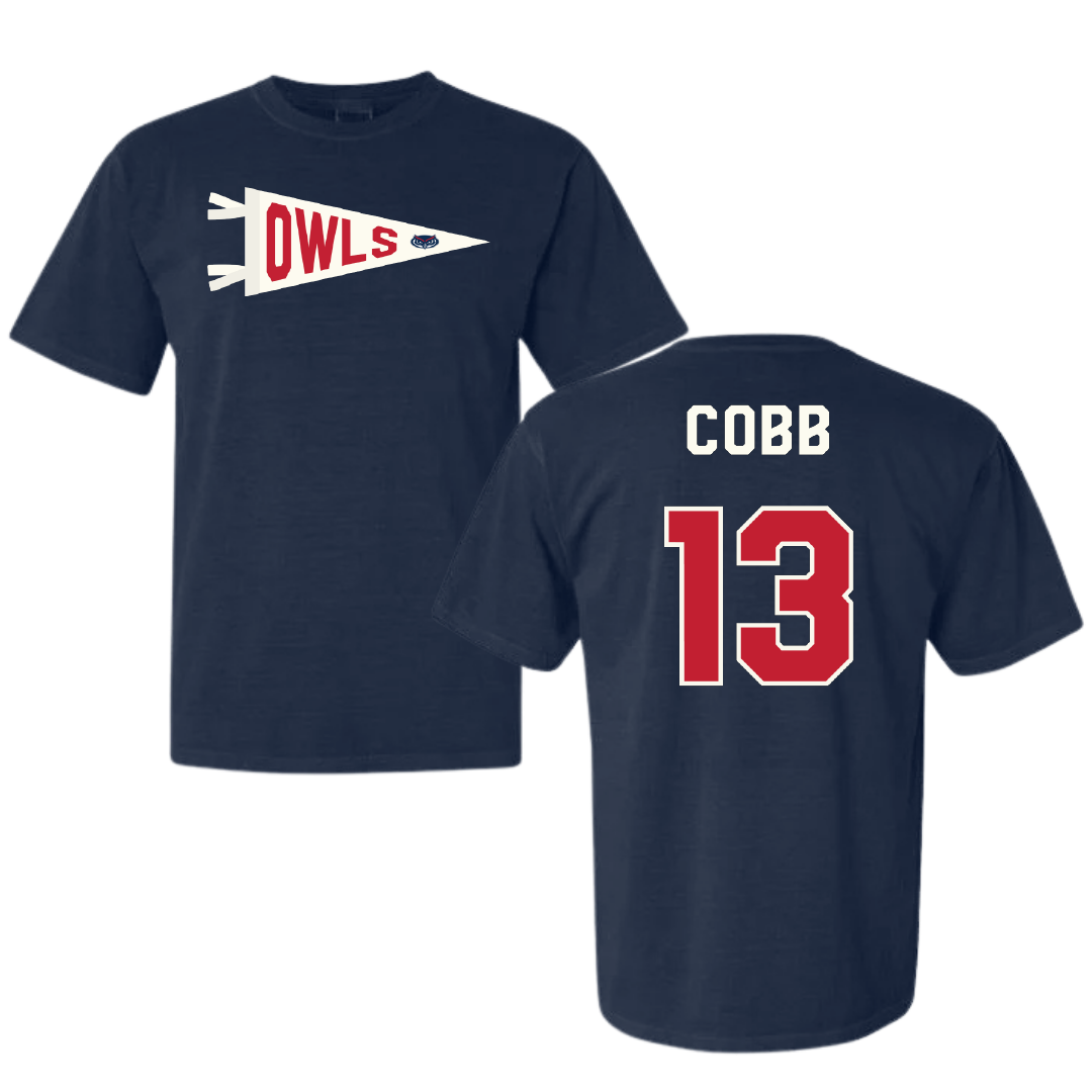Florida Atlantic University Football Navy Pennant Comfort Colors Tee - #13 A'ceon Cobb