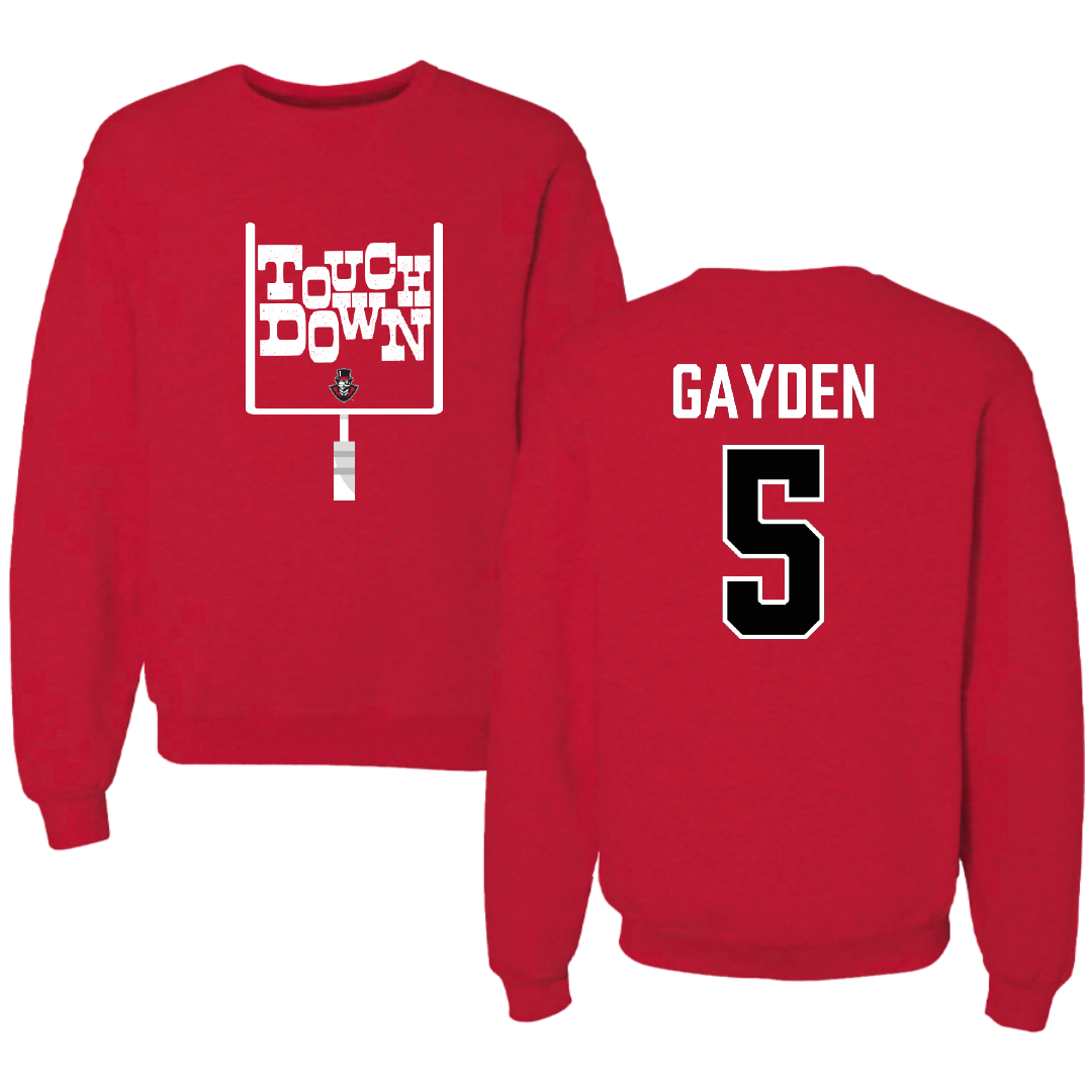 Austin Peay State University Football Red Touchdown Crewneck - #5 Tae Gayden