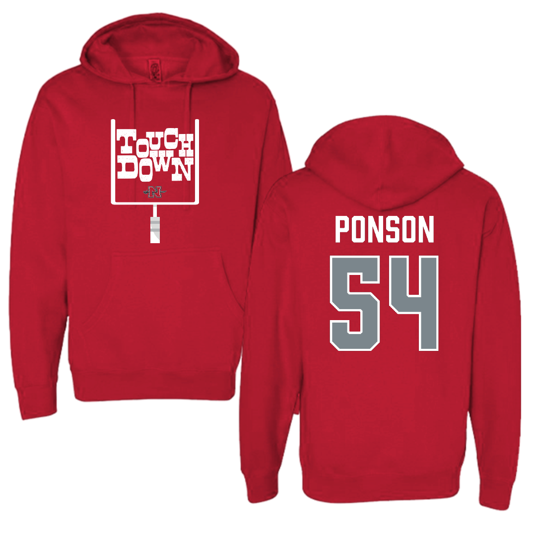 Nicholls State University Football Red Touchdown Hoodie - #54 Aaron Ponson