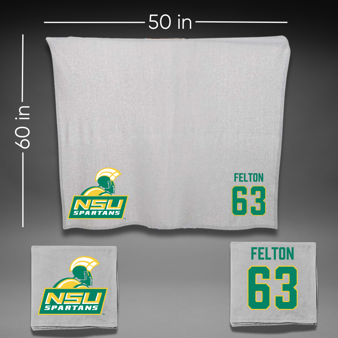 Norfolk State University Football Gray Blanket - #63 Marselle Felton