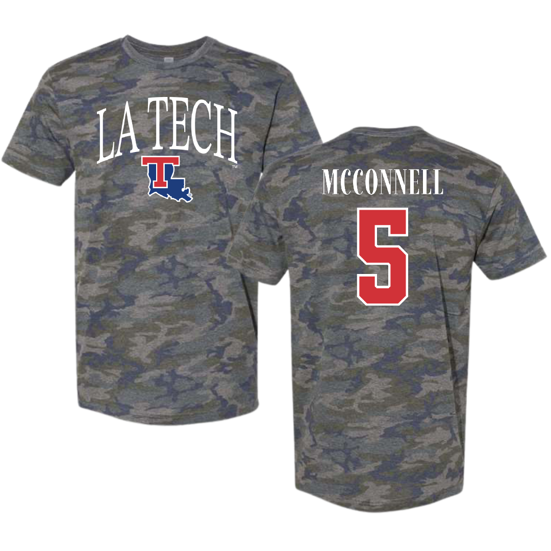 Louisiana Tech University Baseball Vintage Camo Tee - #5 Cole McConnell