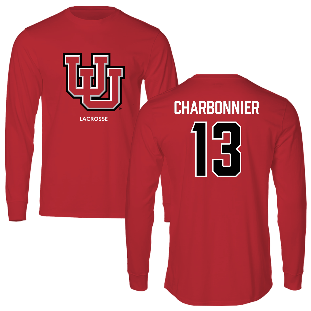 University of Utah Lacrosse (M) Red Block Long Sleeve - #13 Luc Charbonnier