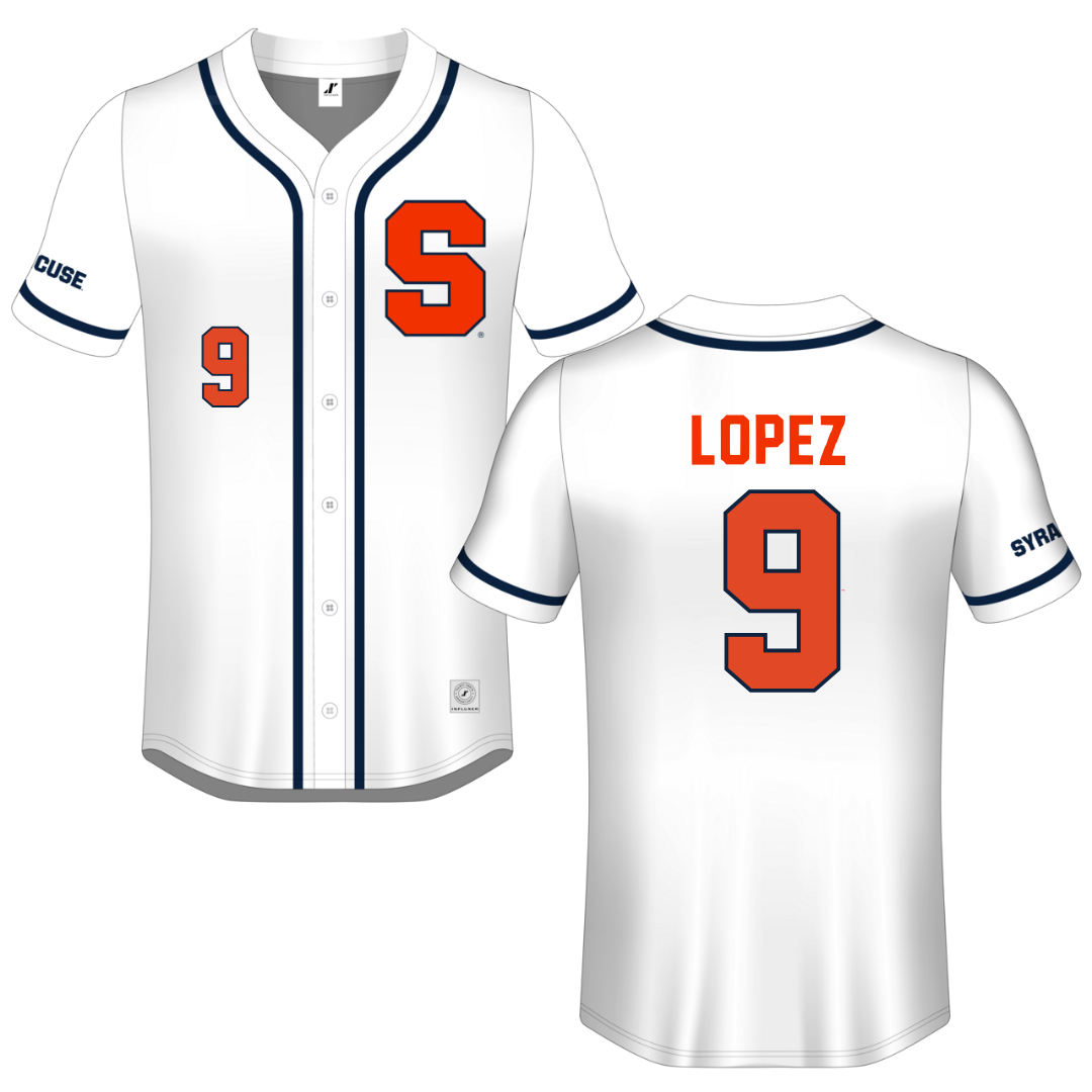 Syracuse University White Button-Down Jersey - #9 Madelyn Lopez