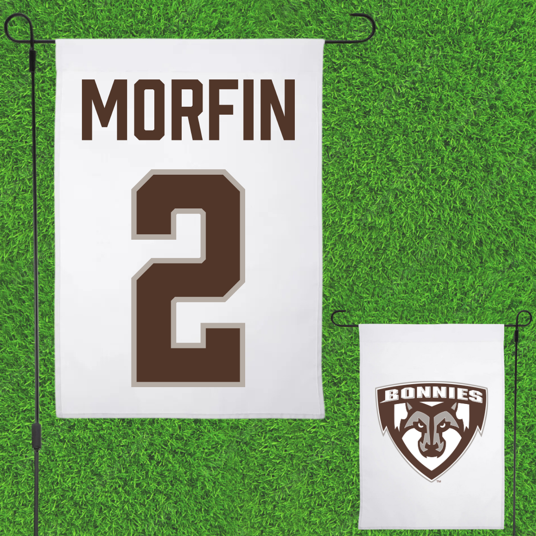 St. Bonaventure University Soccer White Garden Flag - #2 Sean Morfin