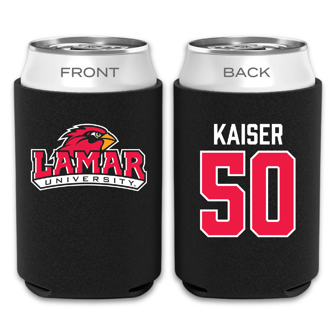 Lamar University Baseball Black Can Cooler - #50 Connor Kaiser