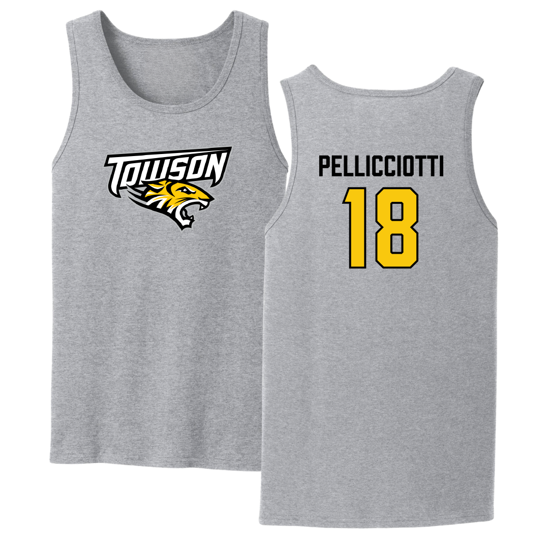 Towson University Football Sport Gray Tank Top - #18 Jack Pellicciotti