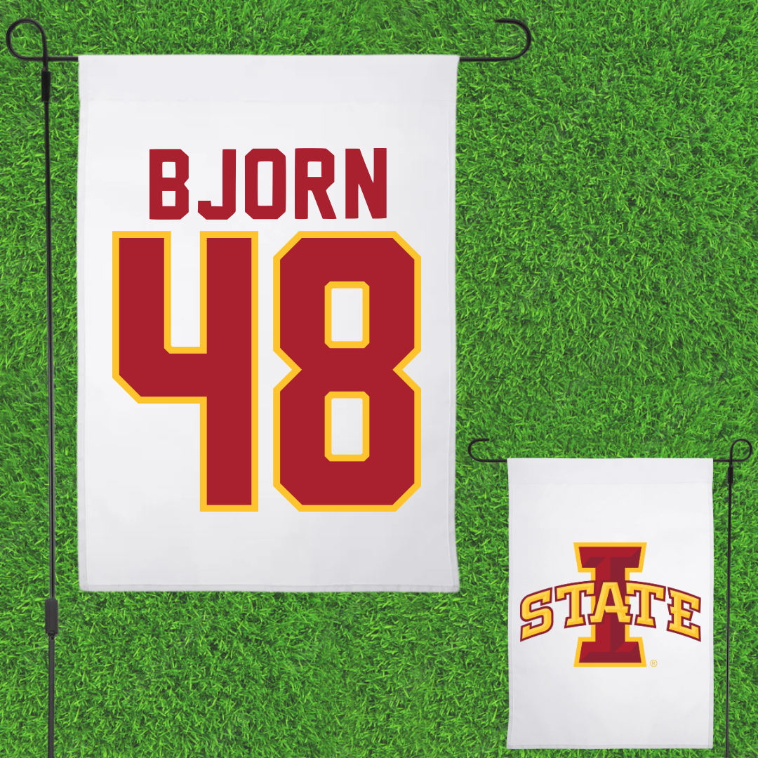 Iowa State University Football White Garden Flag - #48 Jack Bjorn