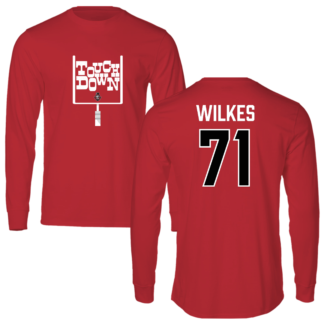 Austin Peay State University Football Red Touchdown Long Sleeve - #71 Harrison Wilkes