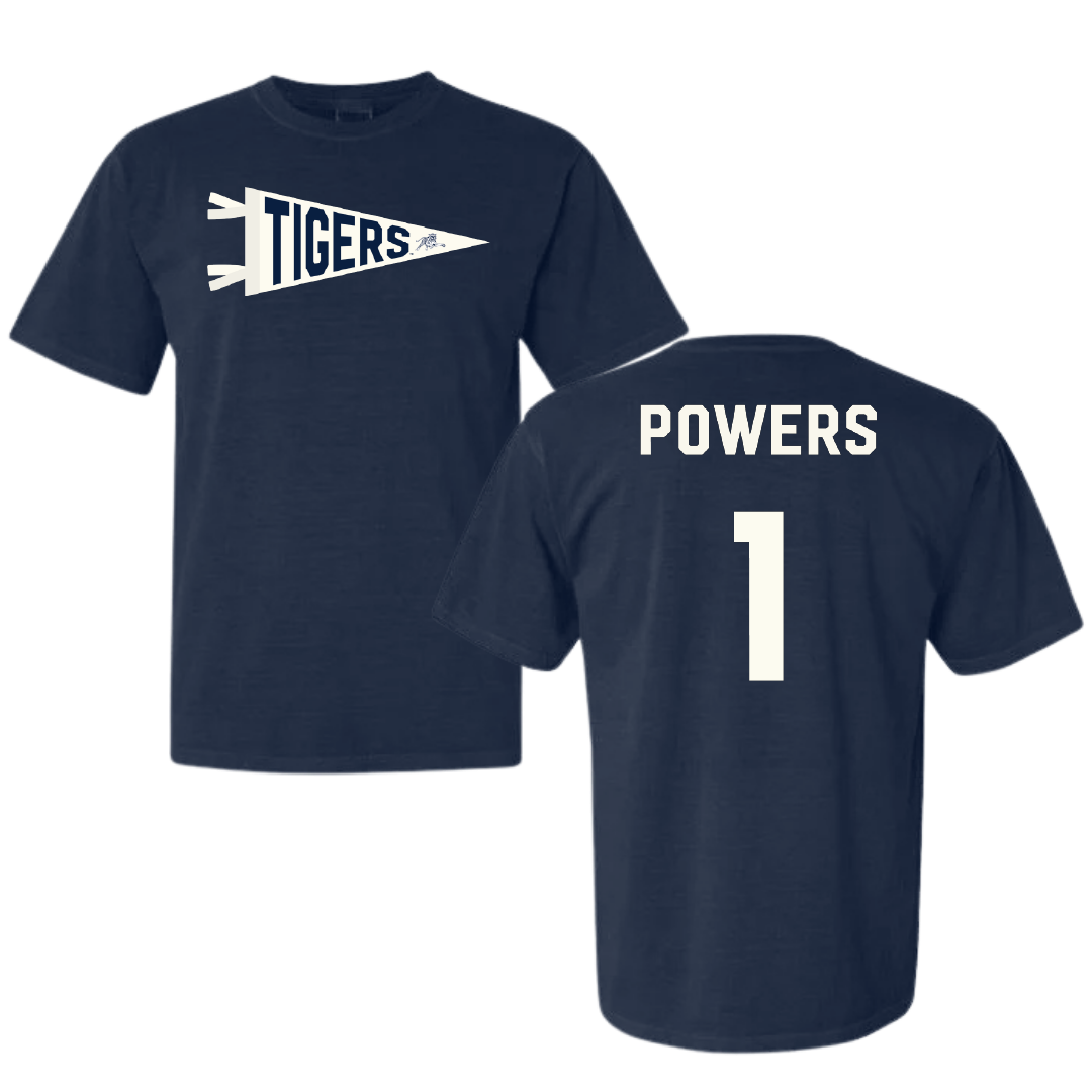 Jackson State University Football Navy Pennant Comfort Colors Tee - #1 Rico Powers