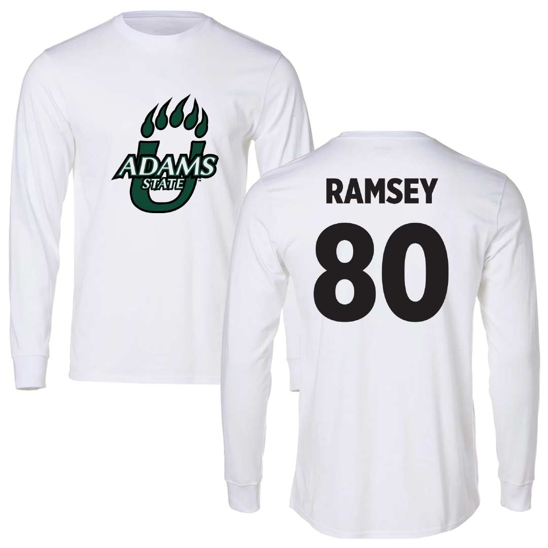 Adams State University Football White Long Sleeve - #80 Damarian Ramsey