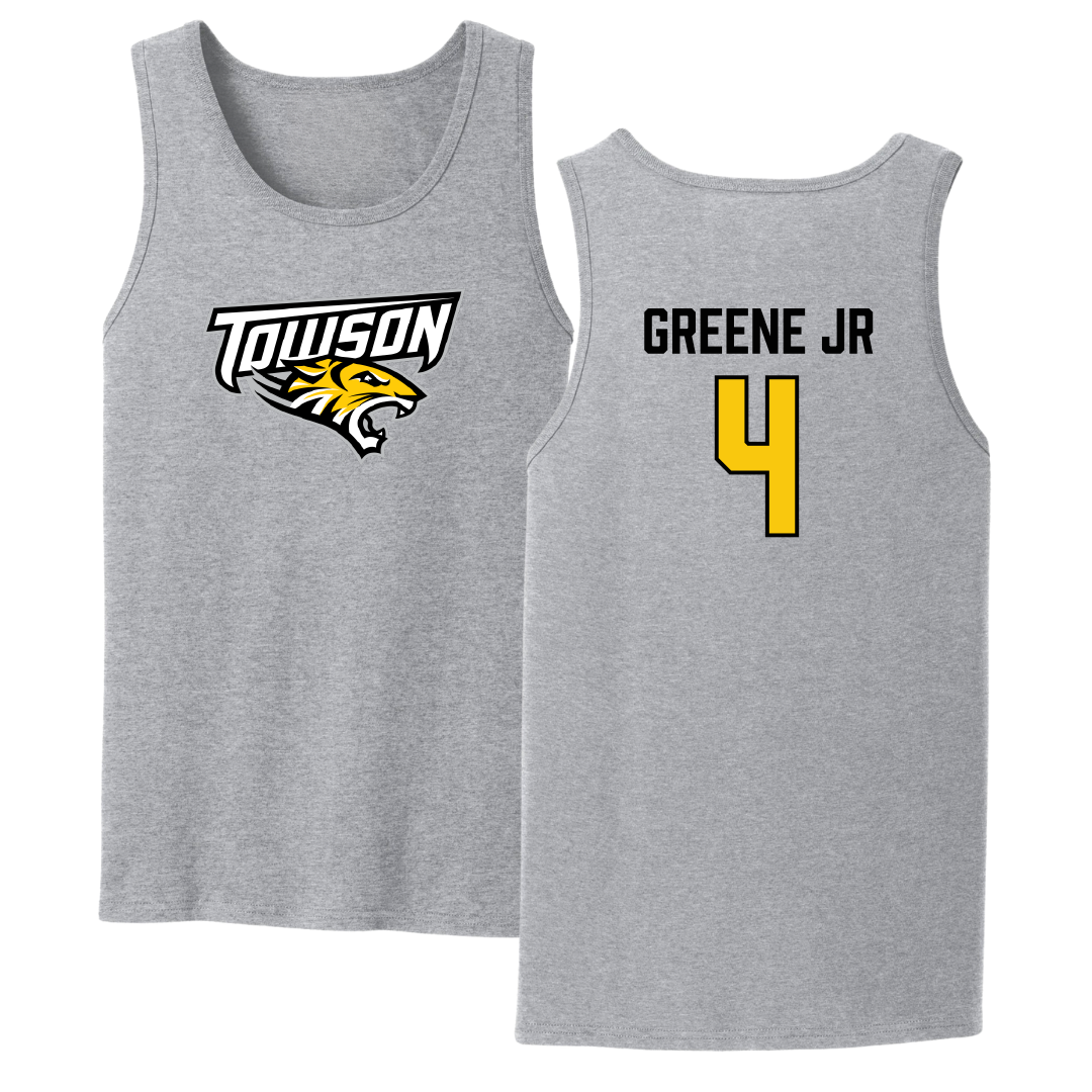 Towson University Football Sport Gray Tank Top - #4 Tyrell Greene Jr