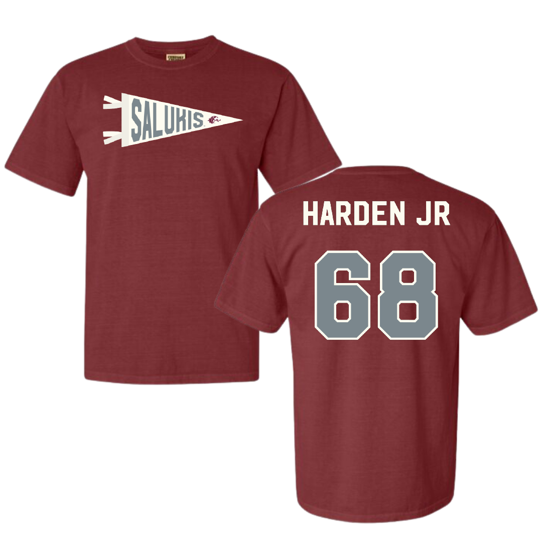 Southern Illinois University at Carbondale Football Maroon Pennant Comfort Colors Tee - #68 Derek Harden Jr
