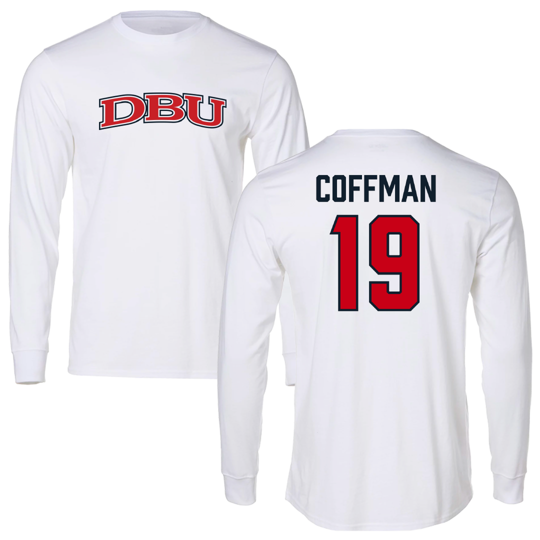 Dallas Baptist University Soccer White Long Sleeve - #19 Kylar Coffman