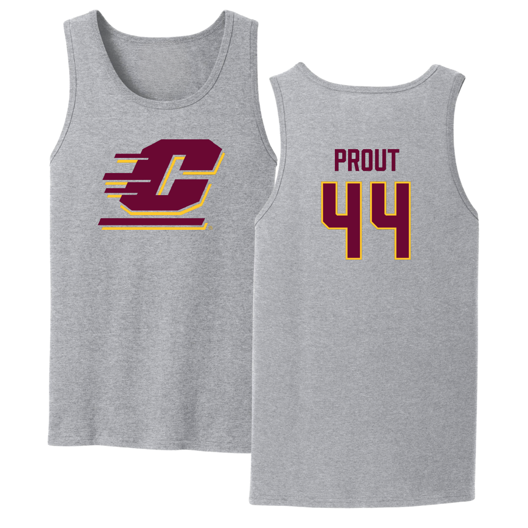 Central Michigan University Baseball Sport Gray Tank Top - #44 Cole Prout