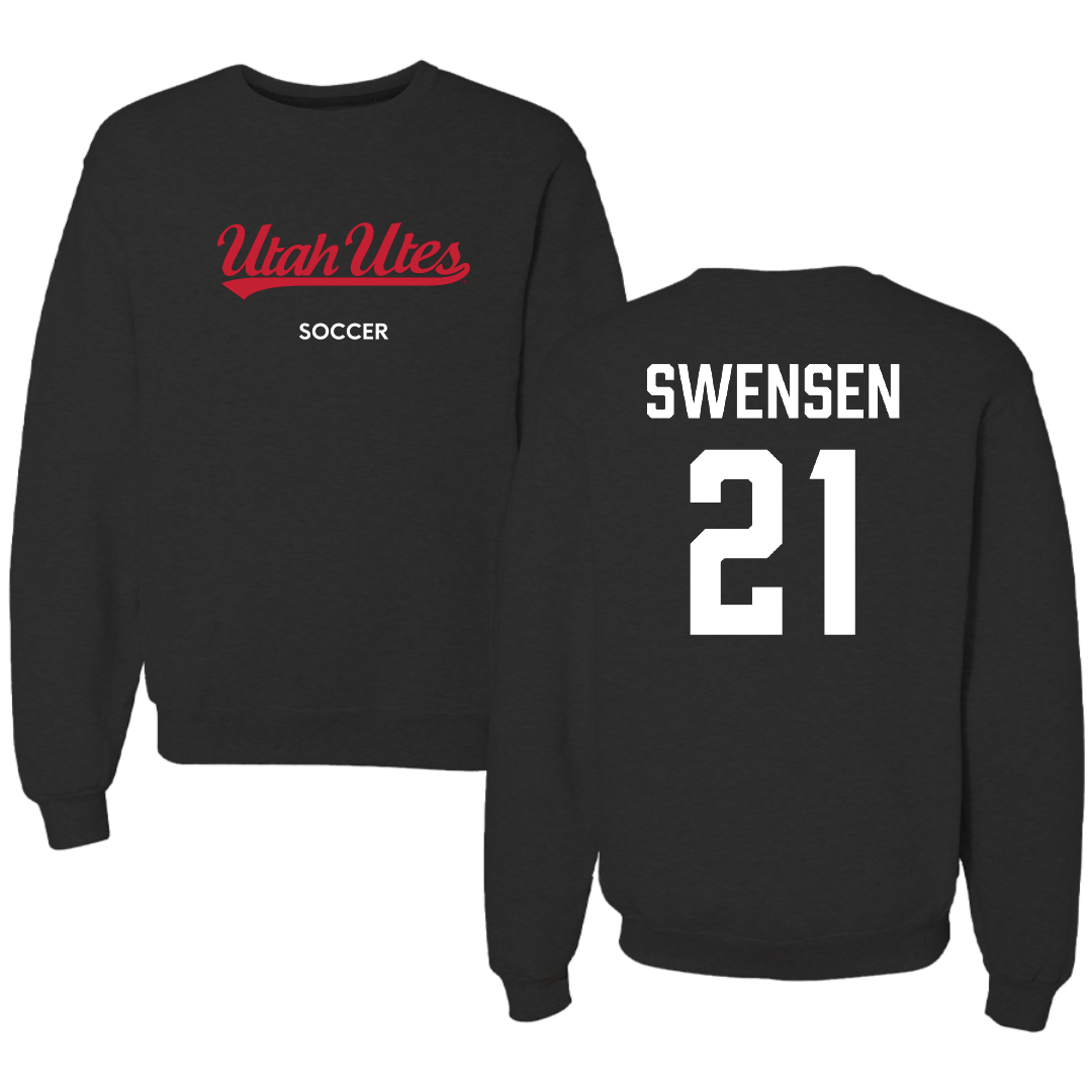 University of Utah Soccer (W) Black Crewneck - #21 Ali Swensen