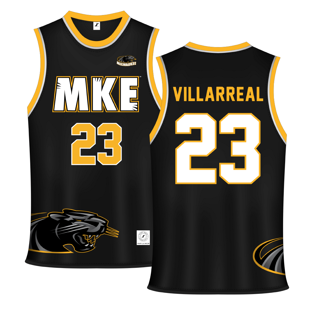 University of Wisconsin-Milwaukee Black Basketball Jersey - #23 Austin Villarreal