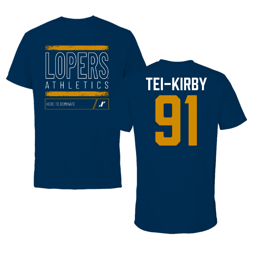 University of Nebraska at Kearney Football Navy Dominate Tee - #91 Wayne Tei-Kirby