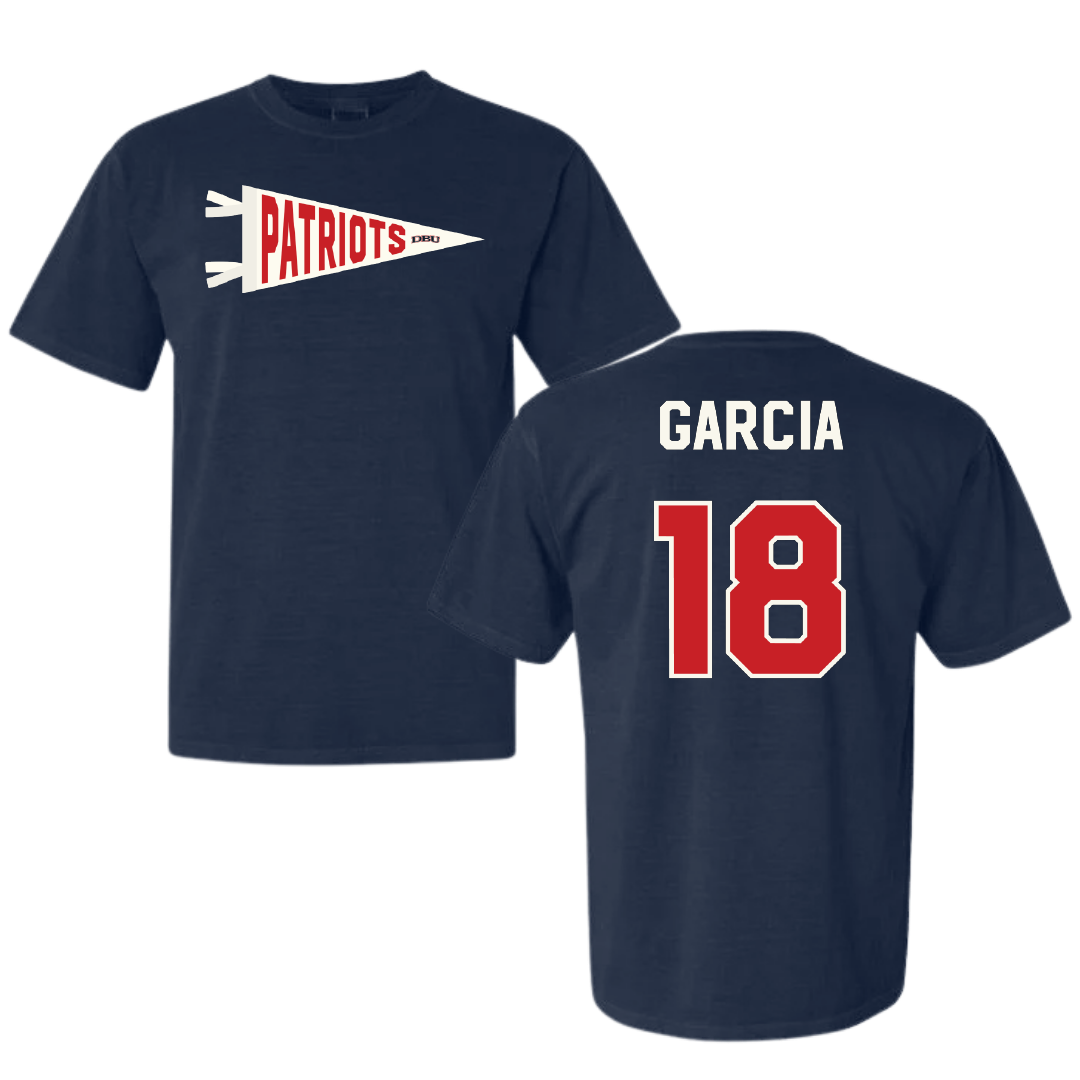 Dallas Baptist University STUNT Navy Pennant Comfort Colors Tee - #18 Robbie Garcia