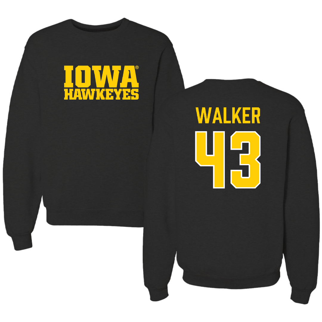 University of Iowa Baseball Black Crewneck - #43 Bryson Walker