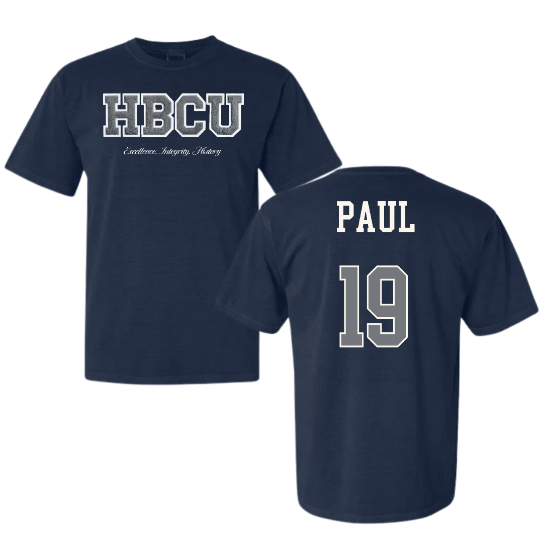 Jackson State University Football Navy HBCU Varsity Comfort Colors Tee - #19 Kobe Paul