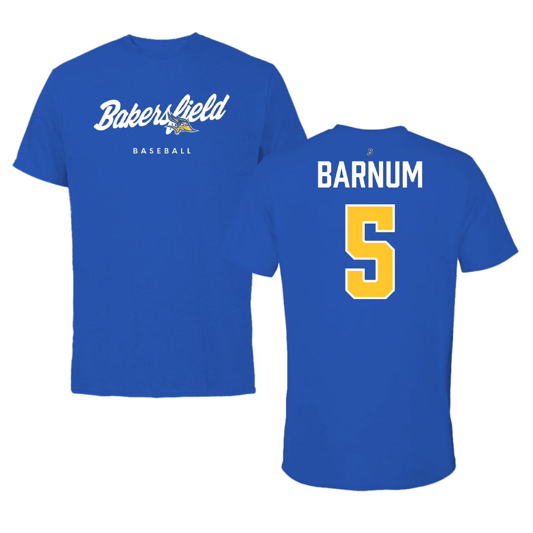 California State University-Bakersfield Baseball Blue Tee - #5 Lewis Barnum