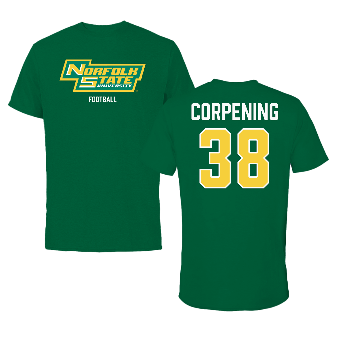Norfolk State University Football Green Performance Tee - #38 Davion Corpening