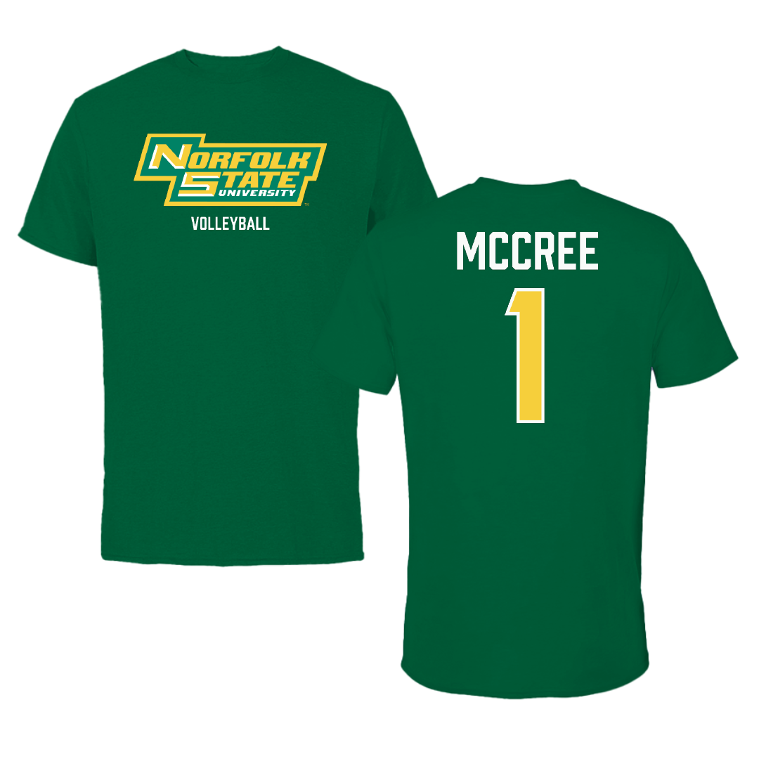 Norfolk State University Volleyball (W) Green Performance Tee - #1 Sydney McCree