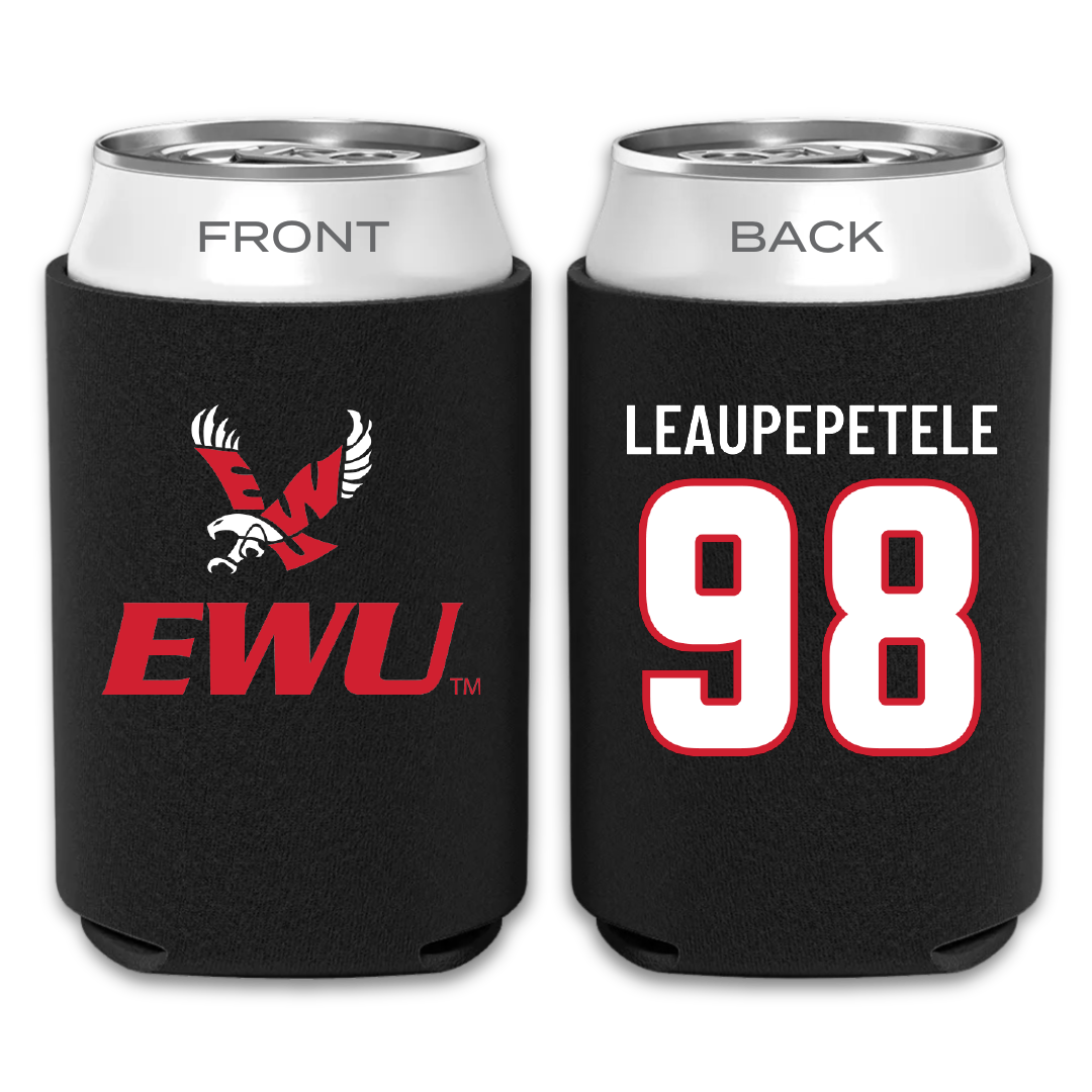Eastern Washington University Football Black Can Cooler - #98 Jirah Leaupepetele