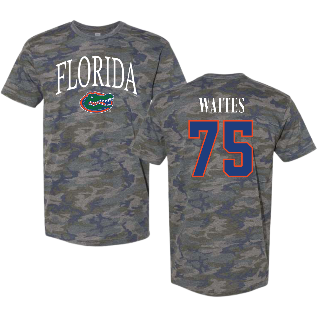 University of Florida Football Vintage Camo Tee - #75 Kamryn Waites