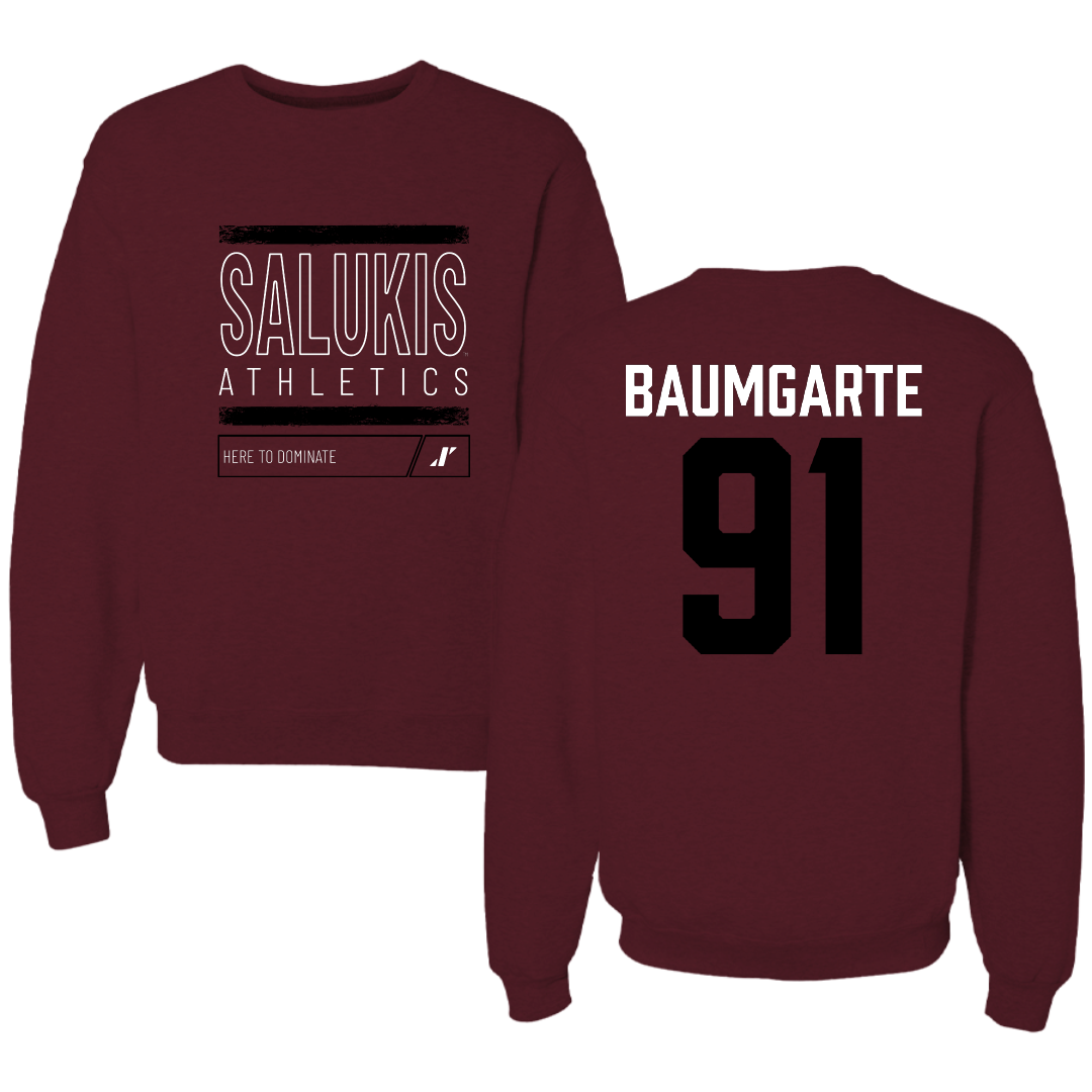 Southern Illinois University at Carbondale Football Maroon Dominate Crewneck - #91 Jake Baumgarte