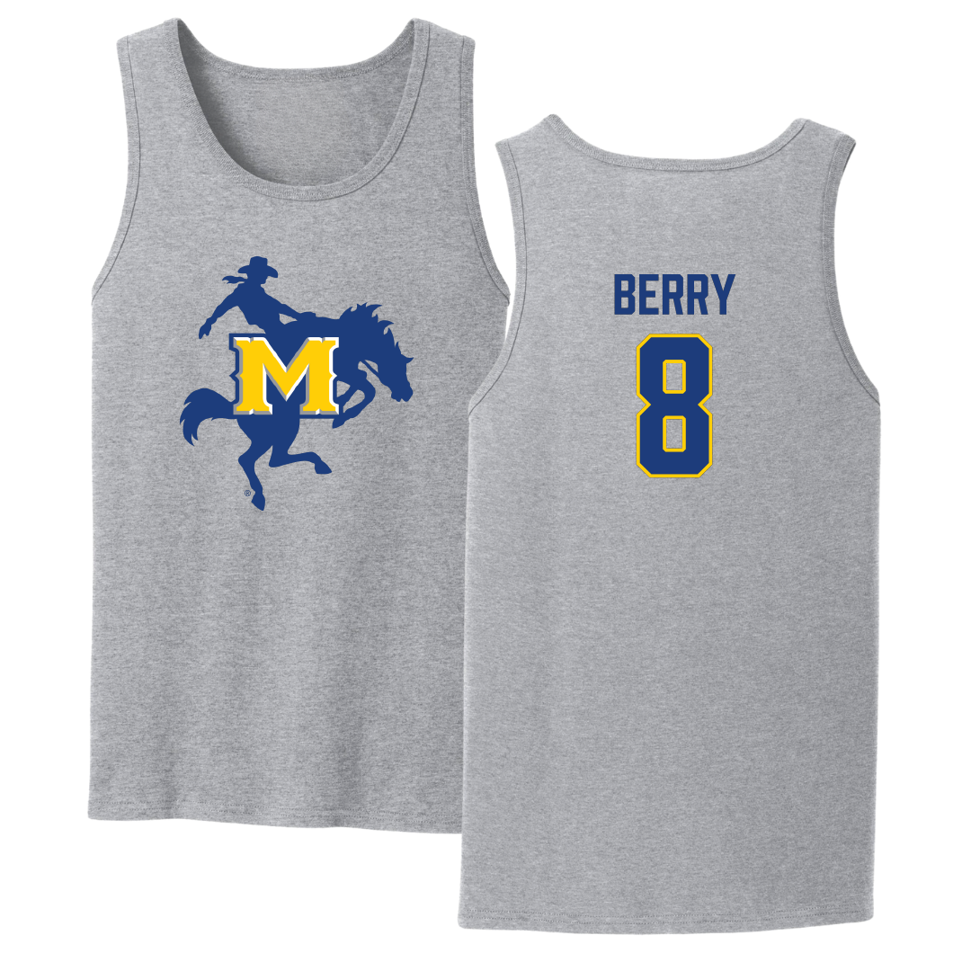 McNeese State University Basketball Sport Gray Tank Top - #8 Avari Berry
