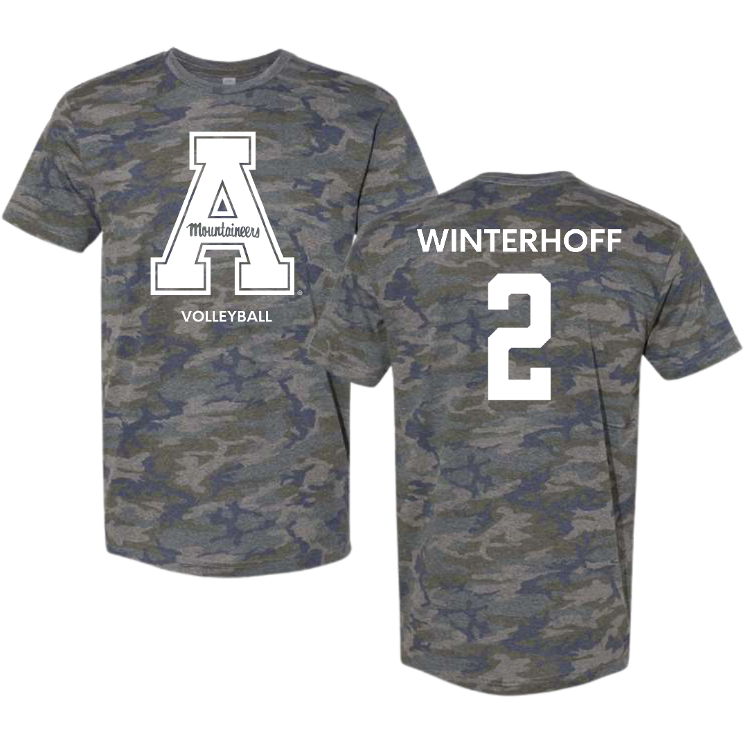 Appalachian State University Volleyball (W) Vintage Camo Tee - #2 Maya Winterhoff