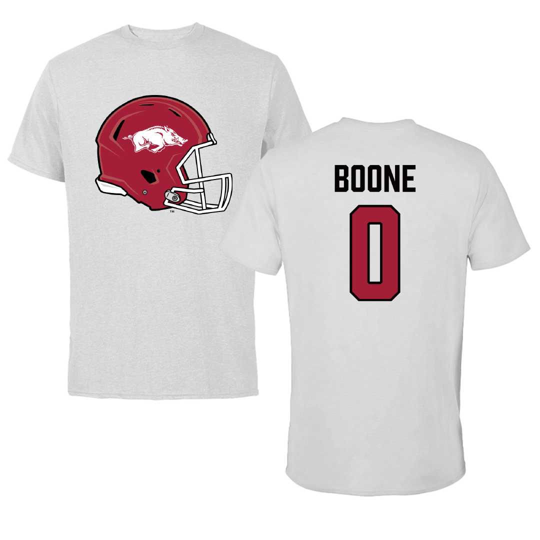 University of Arkansas Football Light Gray Football Performance Tee - #0 Justus Boone