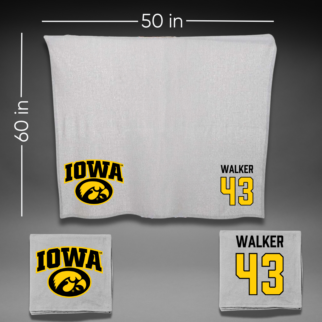 University of Iowa Baseball Gray Blanket - #43 Bryson Walker