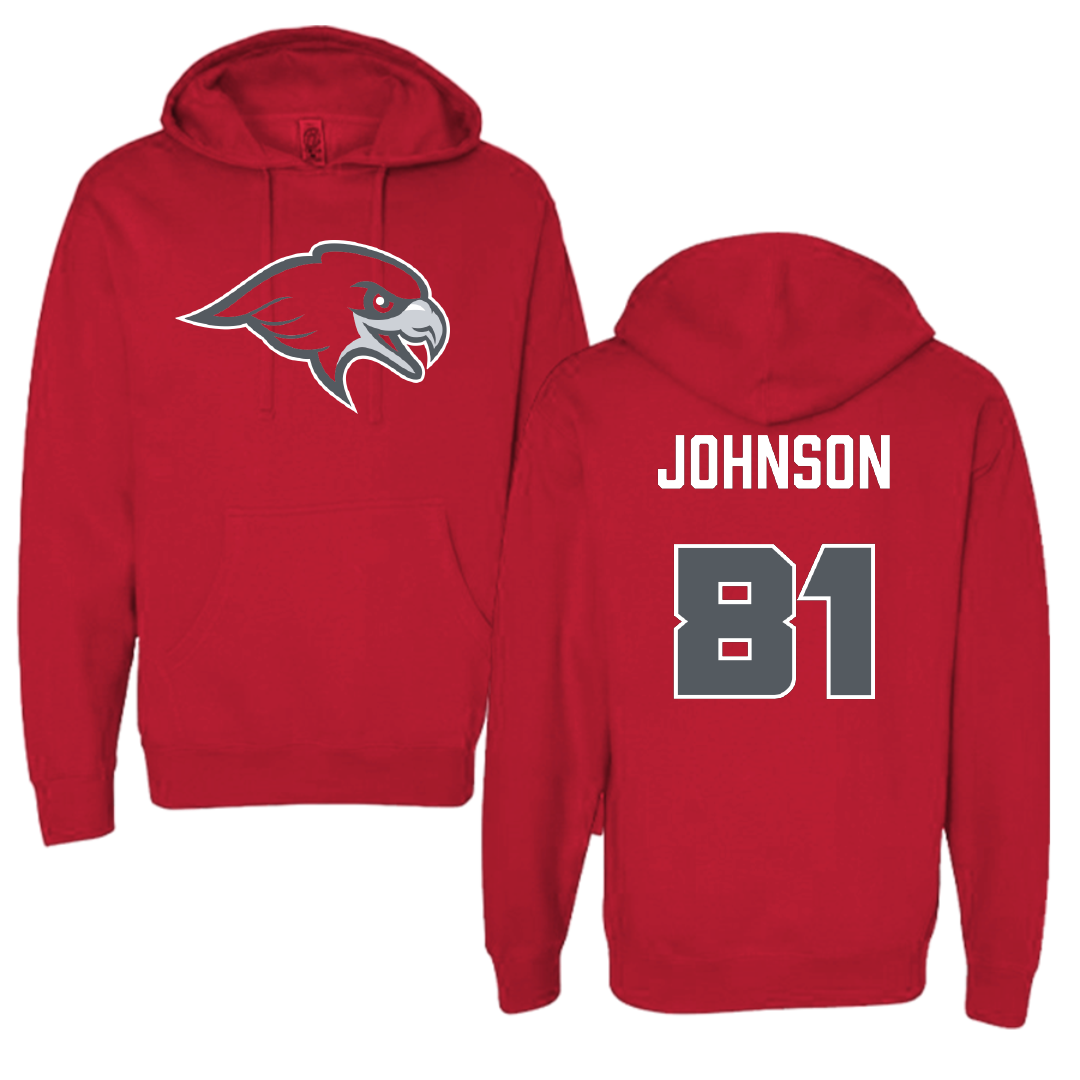 Montclair State University Football Red Hoodie - #81 Brandon Johnson