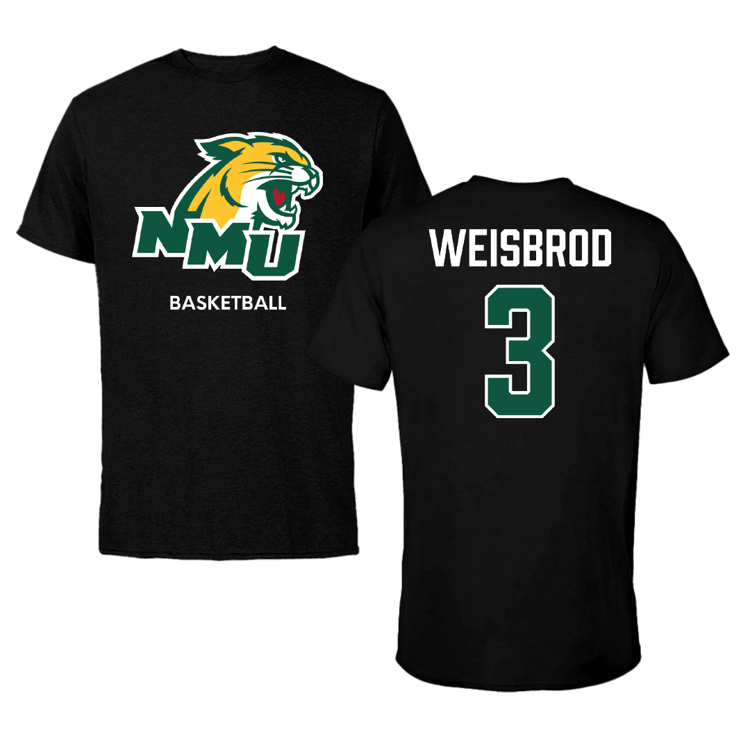 Northern Michigan University Basketball (M) Black Performance Tee - #3 Max Weisbrod