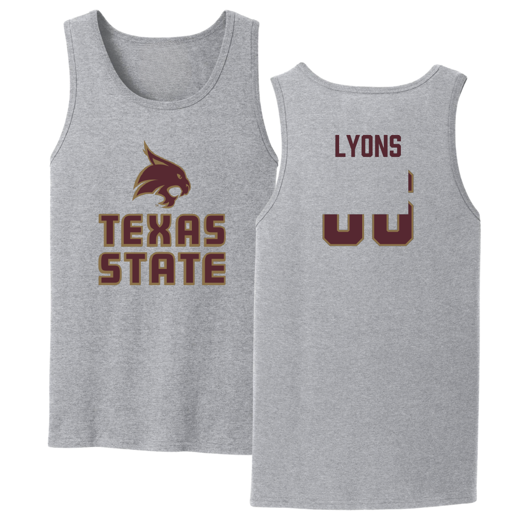 Texas State University Football Sport Gray Tank Top - #86 Titus Lyons
