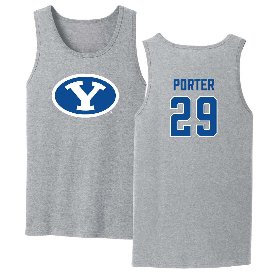 Brigham Young University Baseball Sport Gray Tank Top - #29 Jake Porter