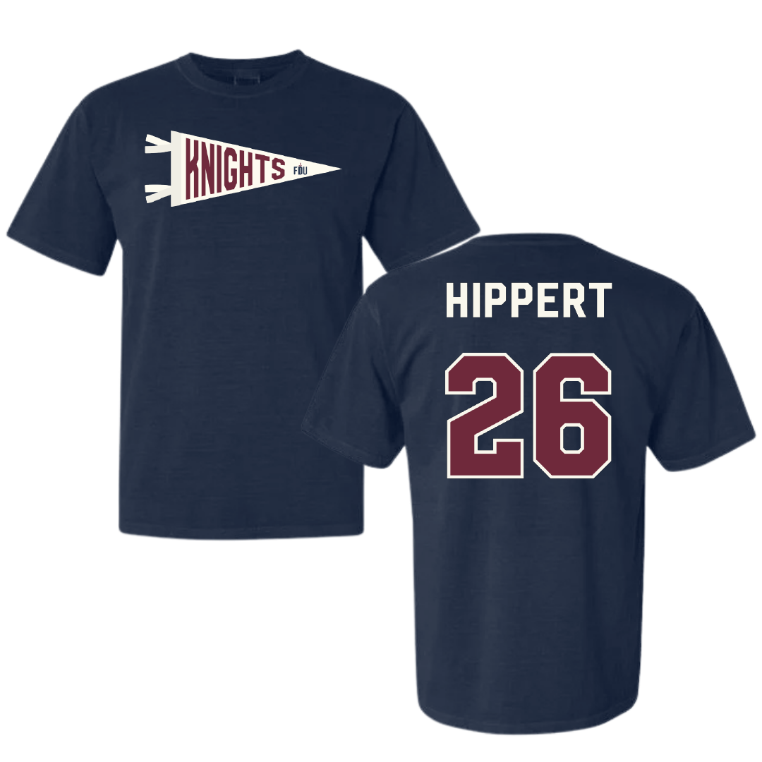 Fairleigh Dickinson University-Metropolitan Campus Lacrosse Navy Pennant Comfort Colors Tee - #26 Kendal Hippert