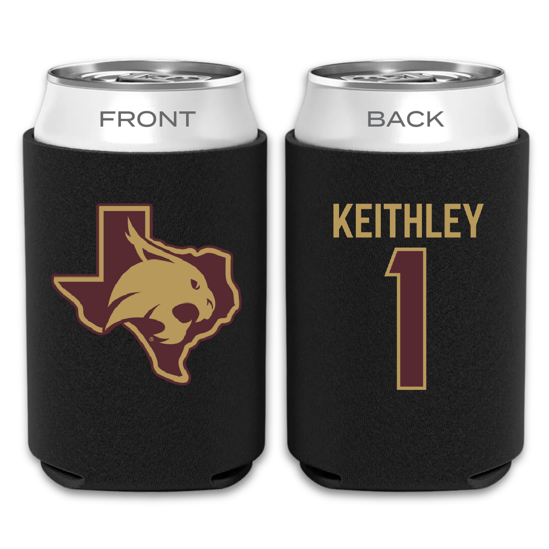 Texas State University Baseball Black Can Cooler - #1 Carson Keithley