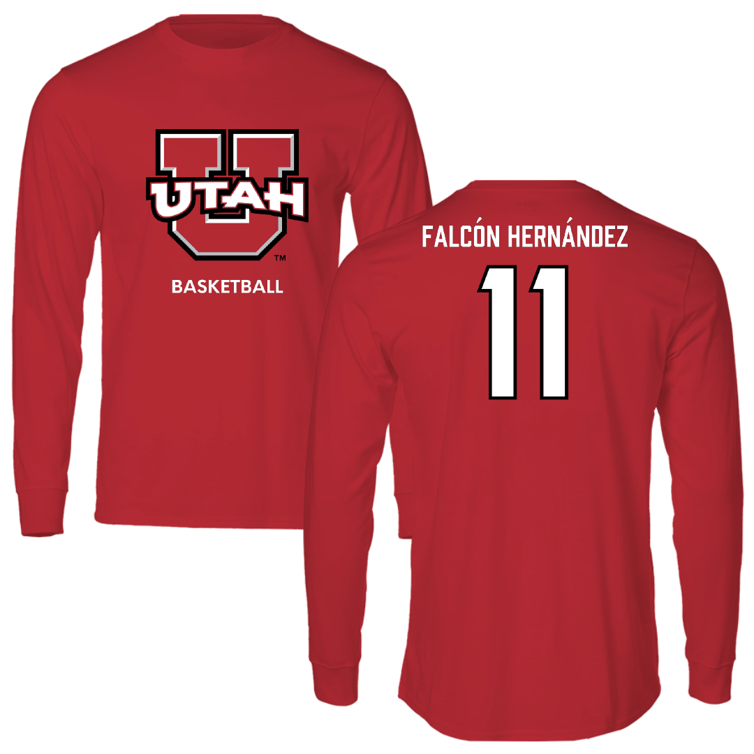 University of Utah Basketball (W) Red Utes Long Sleeve - #11 Daniela Falcón Hernández